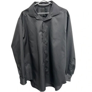 XL Mens Calvin Klein No Iron Dress Shirt Xl Gray Slim CK Long Sleeve Button Down